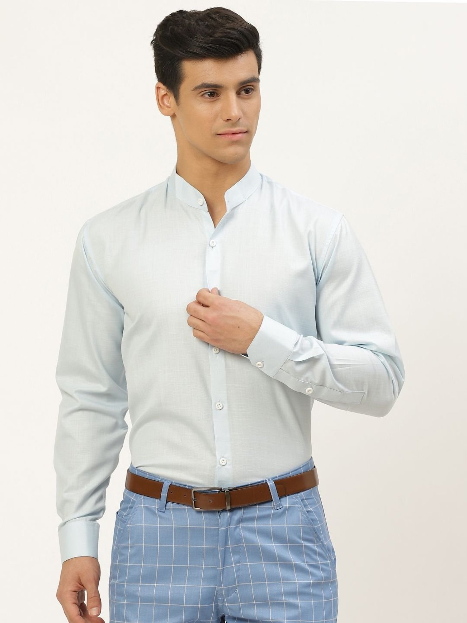 Sojanya Blue Cotton Regular Fit Shirt