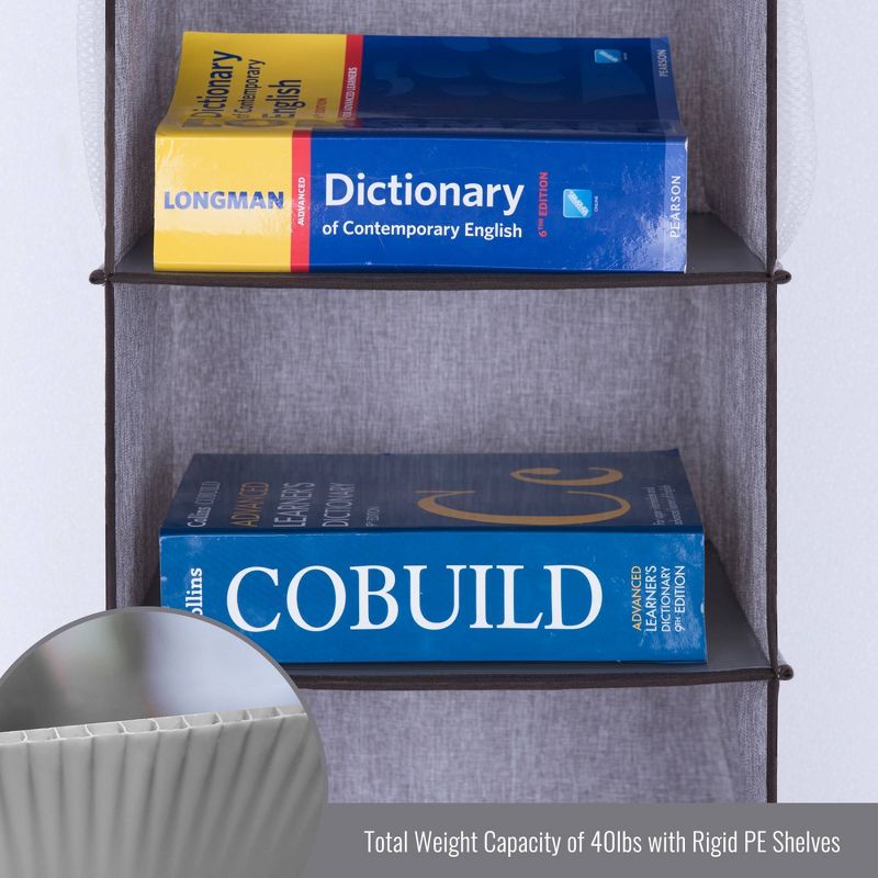 StorageWorks 6-Shelf Polyester Hanging Closet Organizer with Side Pockets Gray