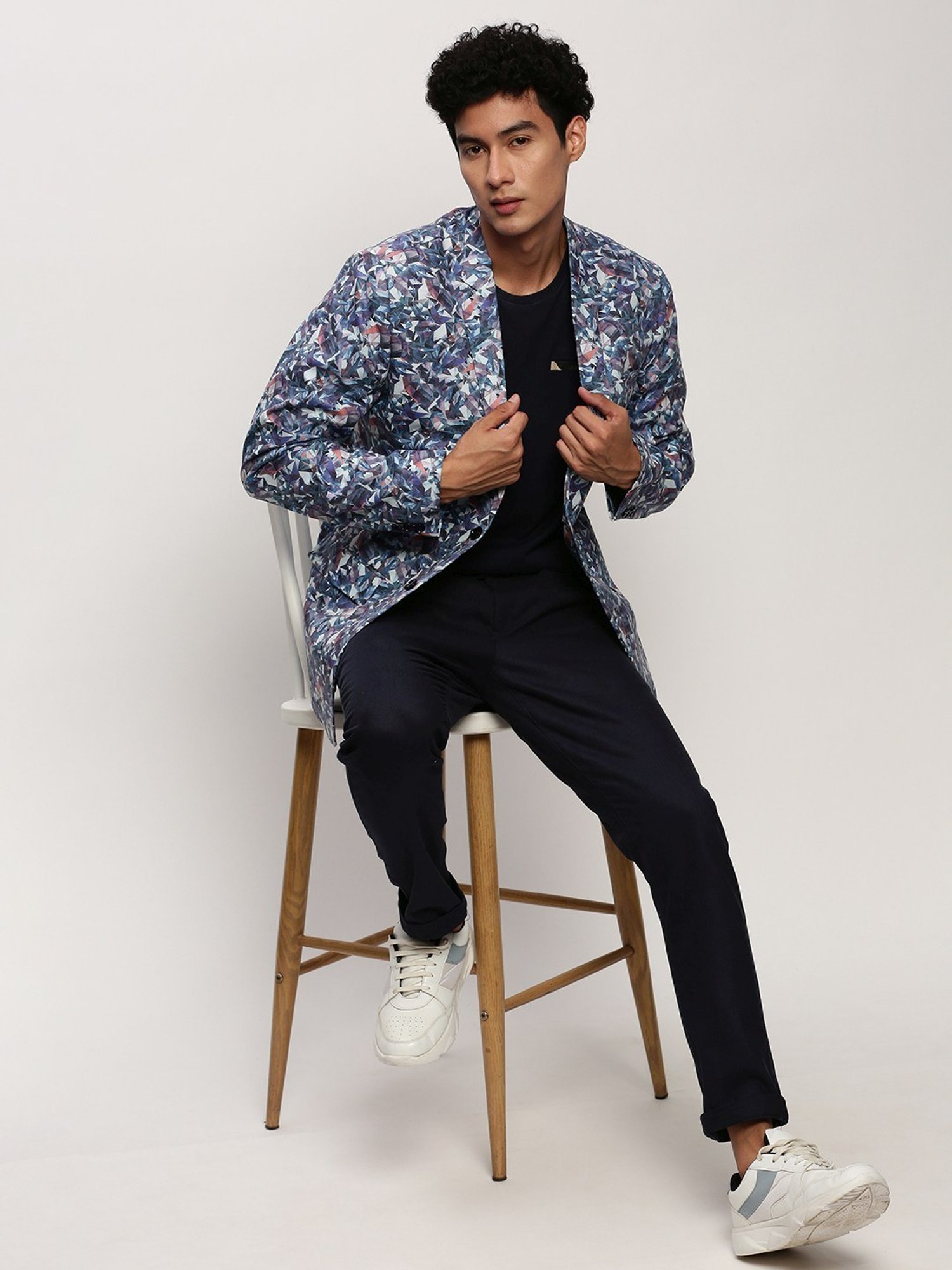 Louis Philippe Light Blue Regular Fit Blazer