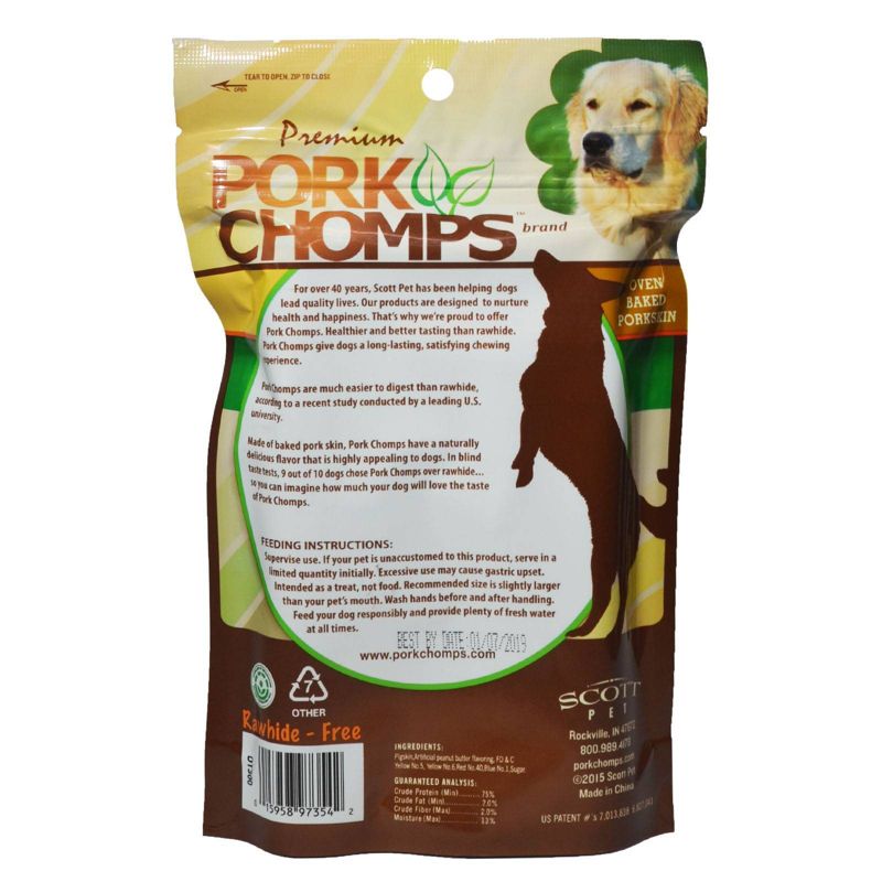 Nutri Chomps Pork Chomps Peanut Butter Chewy Treats Dog Treats - 4ct