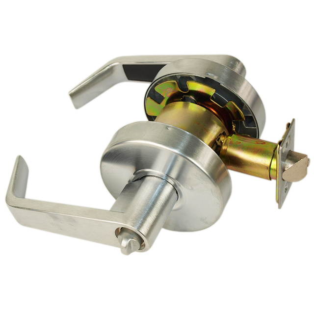 Em-D-Kay L40026 (Like Trans Atlantic DX-LSV53-R) Satin Chrome US26D Grade 2 Entry Commercial Cylindrical ADA Angled Lever Lockset With 2-3/4" Backset
