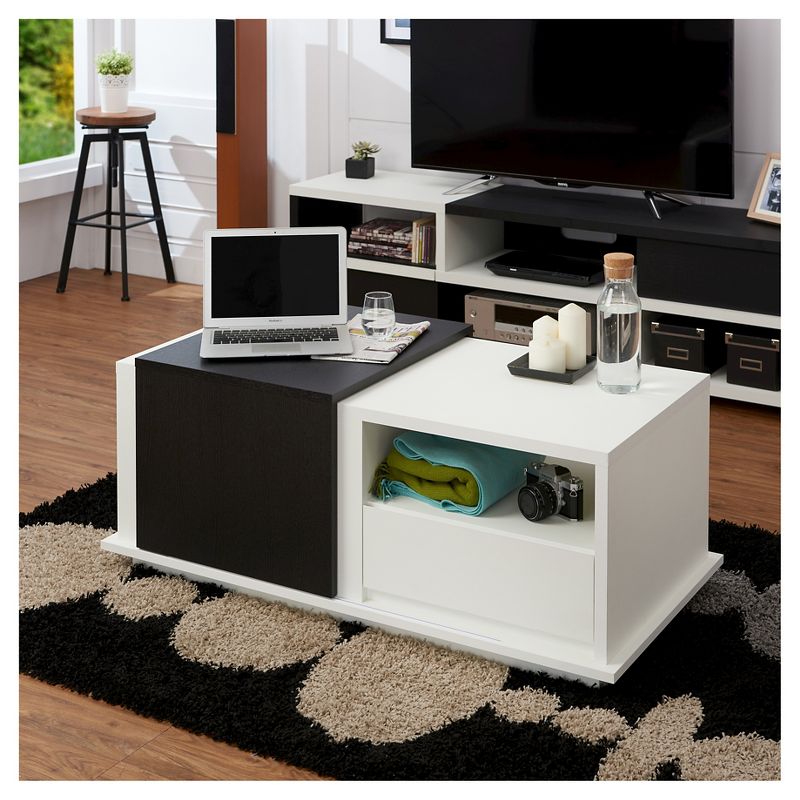 Carmine Modern Two-Tone Slide Top Storage Coffee Table White/Black - HOMES: Inside + Out