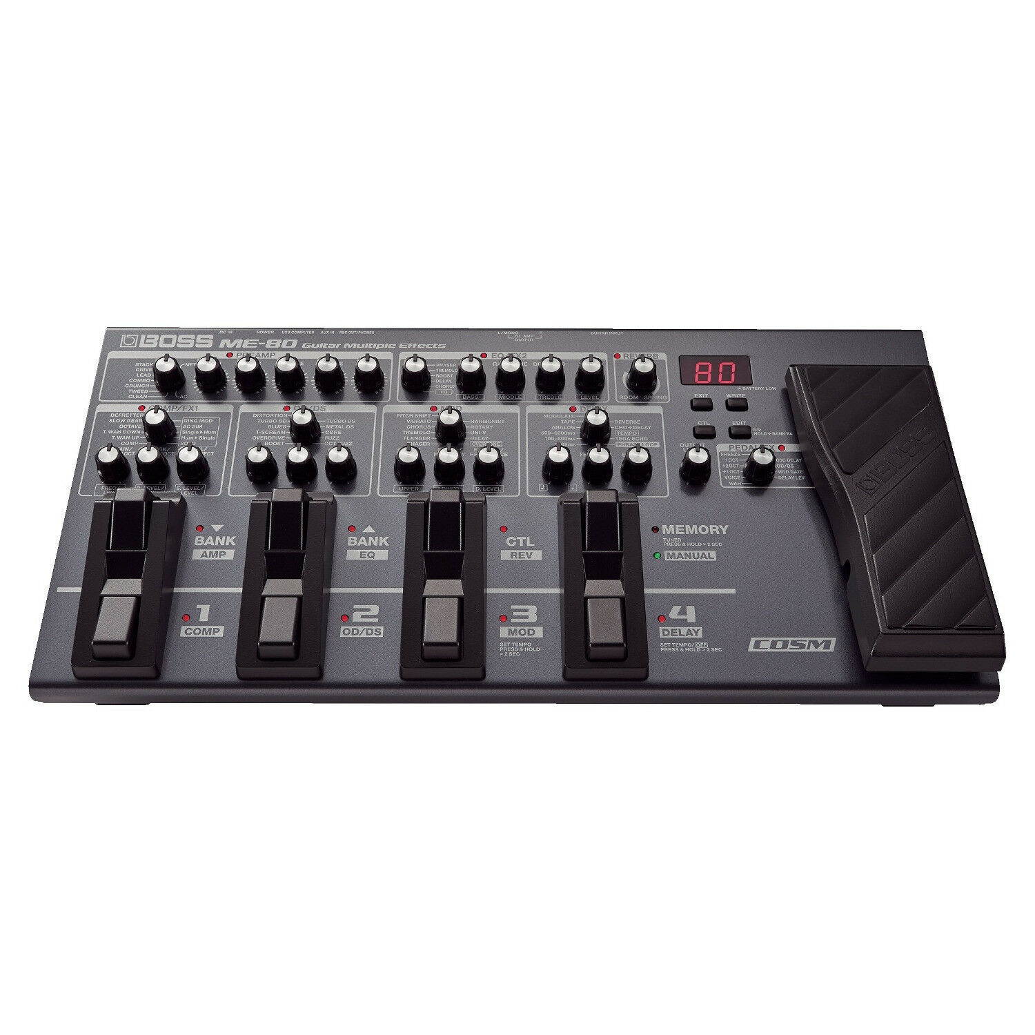 Boss ME-80 Guitar Multiple Effects & Pig Power 9V DC 1000ma Power Supply