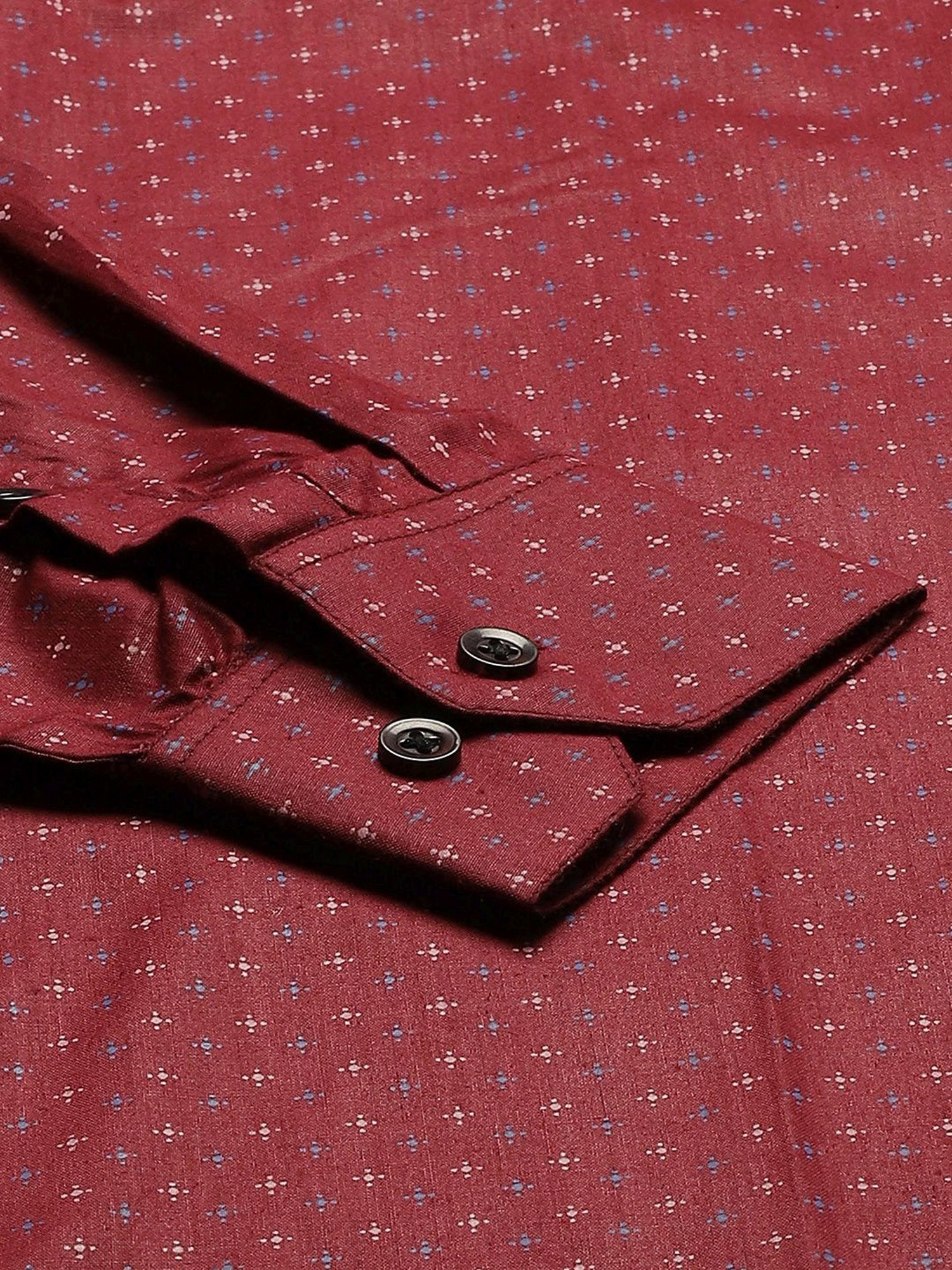 Sojanya Maroon Cotton Regular Fit Printed Shirt