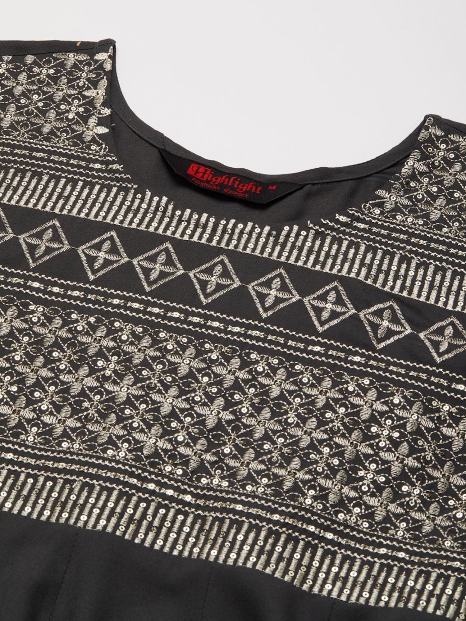 HIGHLIGHT FASHION EXPORT Grey Cotton Embroidered Anarkali Kurta