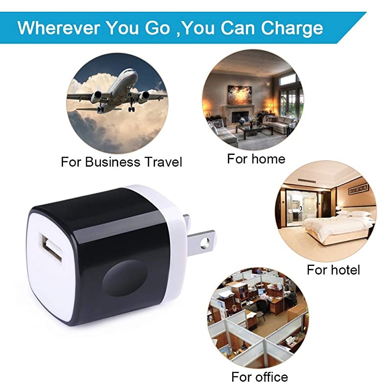 Port USB Wall Charger, Charging Block, 5Pack Travel 1A USB Charger Cube Brick Charger Boxes Compatible iPhXs Max/X/8 Plus/7/6S Plus, Samsung Galaxy S10e S10 S9 S8 Plus/S7/Note 9/8, LG G8 G7