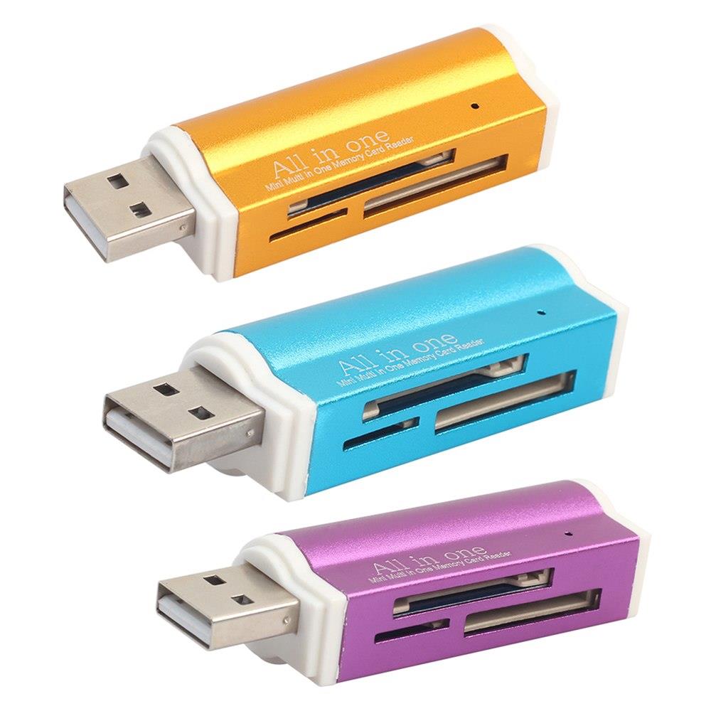 Multi All in 1 Micro USB 2.0 Memory Card Reader Adapter for Micro SD TF M2 MS Card Reader Hot-sale Yellow Purple Blue