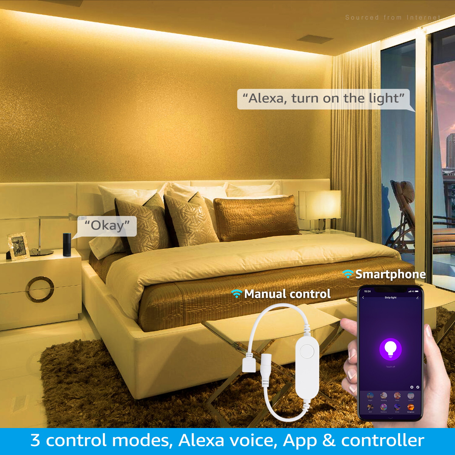 TORCHSTAR 16.4 ft 300LEDs Smart Wifi LED Strip Lights, Waterproof Dimmable Tape Lights, WiFi Remote APP Controlled 5050 RGB Rope Lights, Color Changing Cuttable LED Lighting Kit for Party, Holiday