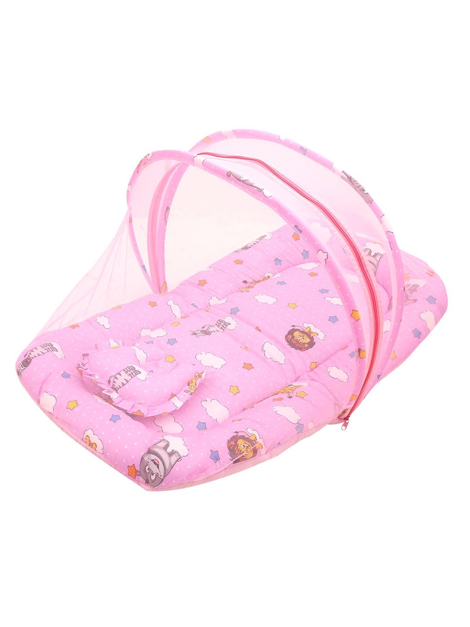 Baby Moo Tent Mattress Set with Neck Pillow Flying Animals Pink