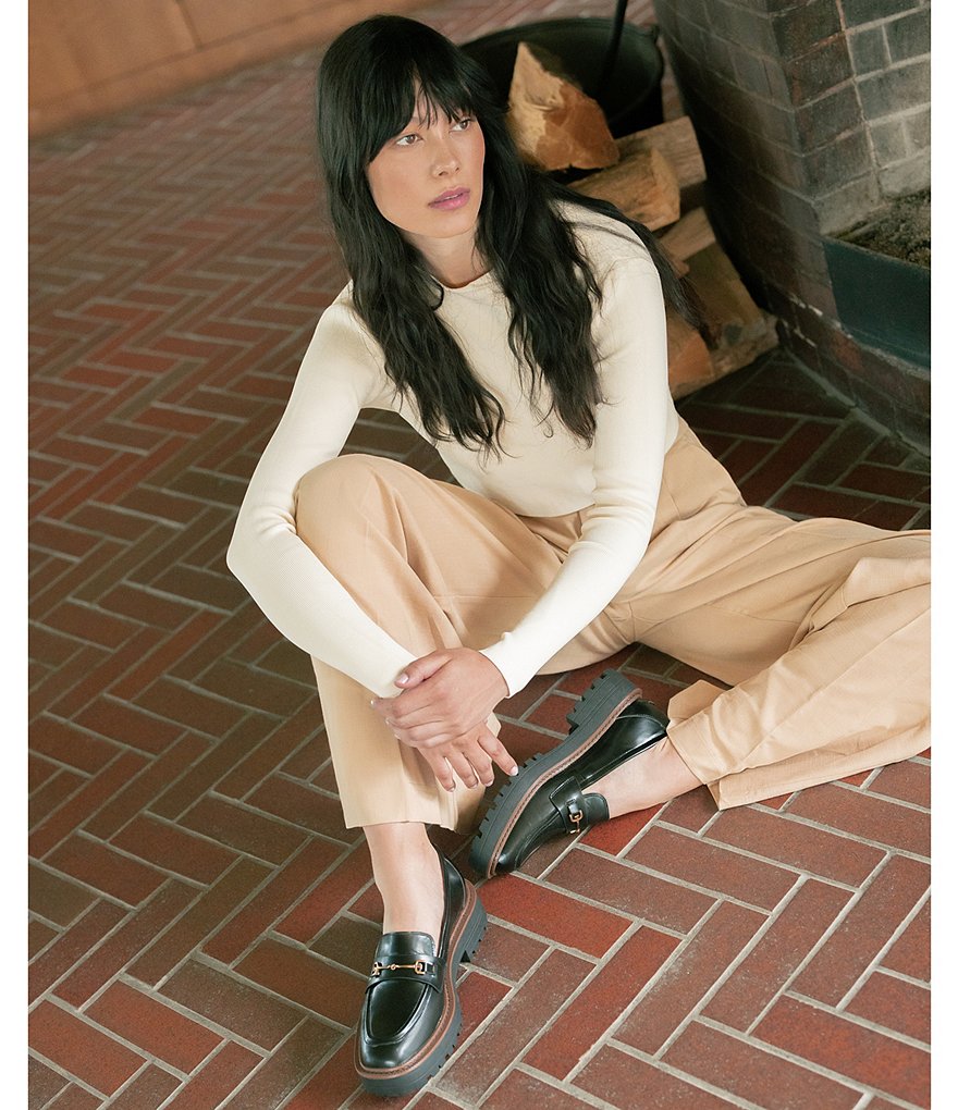 Sam Edelman Laurs Leather Bit Buckle Lug Sole Loafers