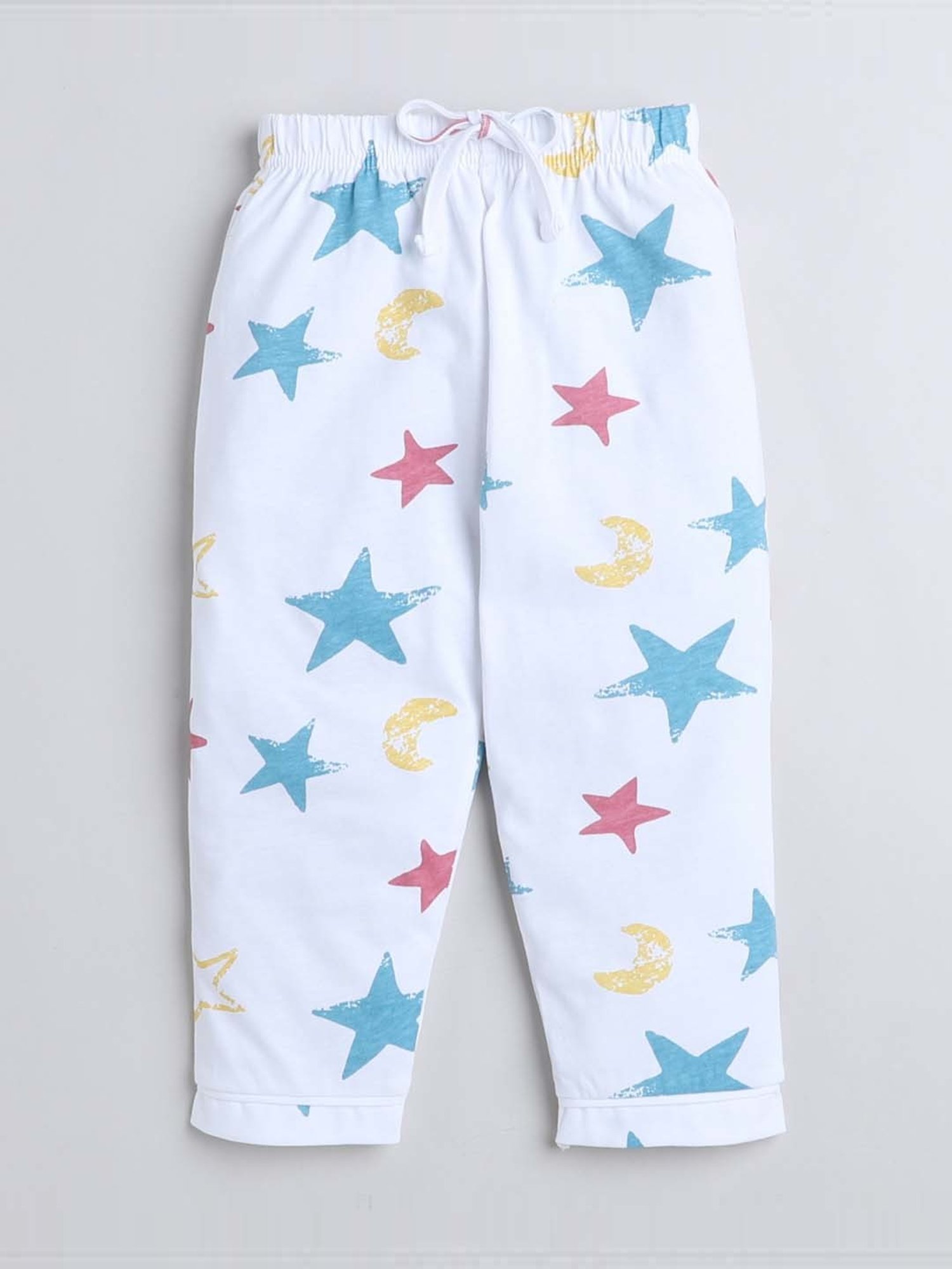 Bumzee Boys White & Blue Cotton Printed Full Sleeves Shirt Set