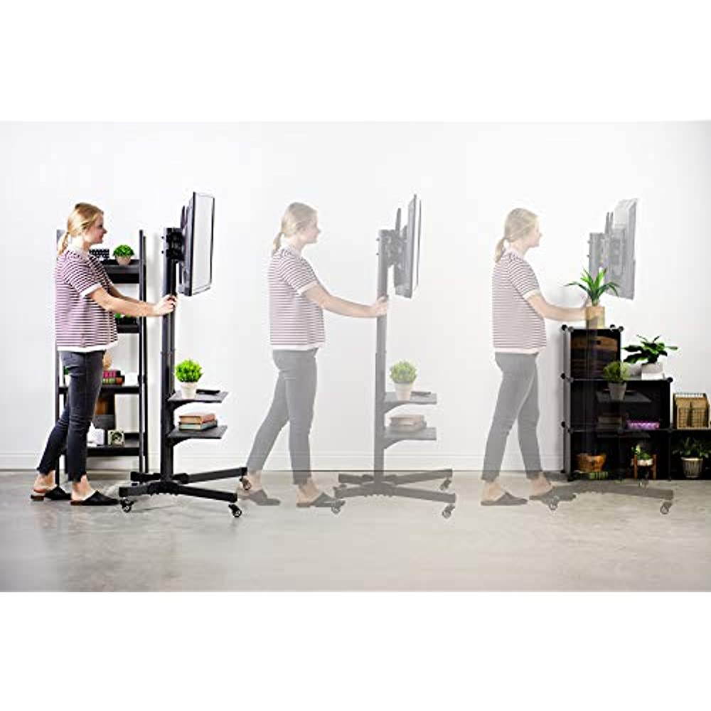 VIVO Mobile TV Cart for 37" to 70" LCD LED Plasma Flat Panel Screens | Rolling TV Stand with Wheels (STAND-TV01B)
