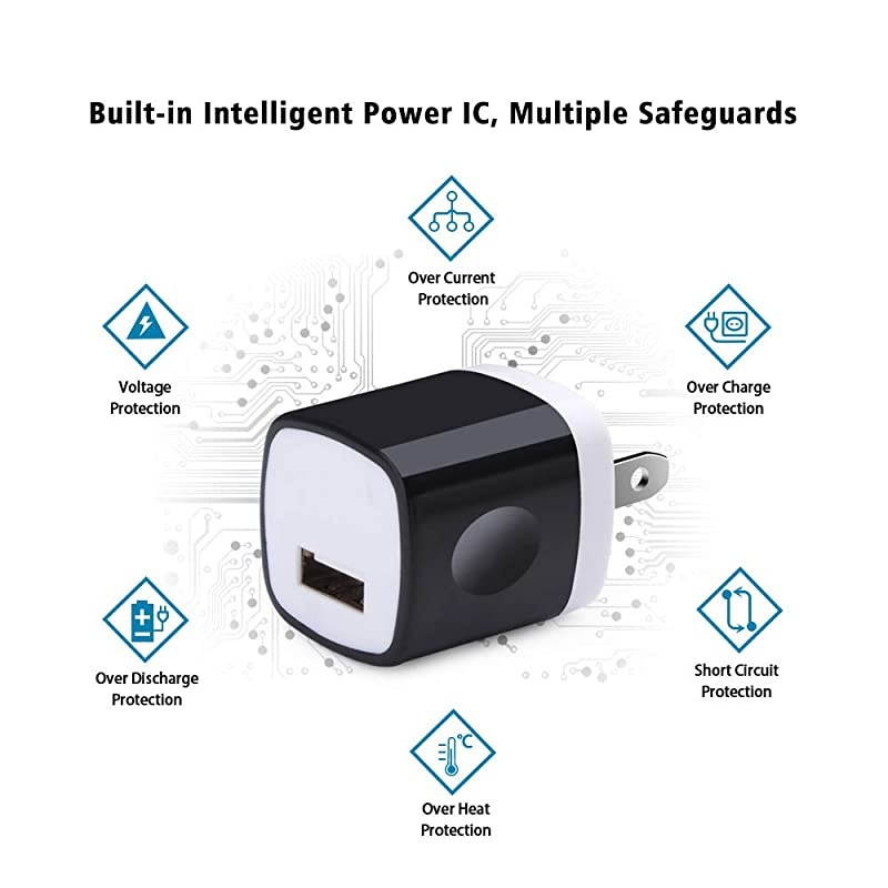 USB Wall Charger, Charging Block,  5 Pack 1A 5V One Port Power Adapter Plug Cube Box Compatible Phone 12Pro XR SE X 8 7 6S 6 5, Galaxy S21 Ultra S10/9/8/7, Note 20/9/8 S7,V60 G8 G5,Nexus,Moto Z3