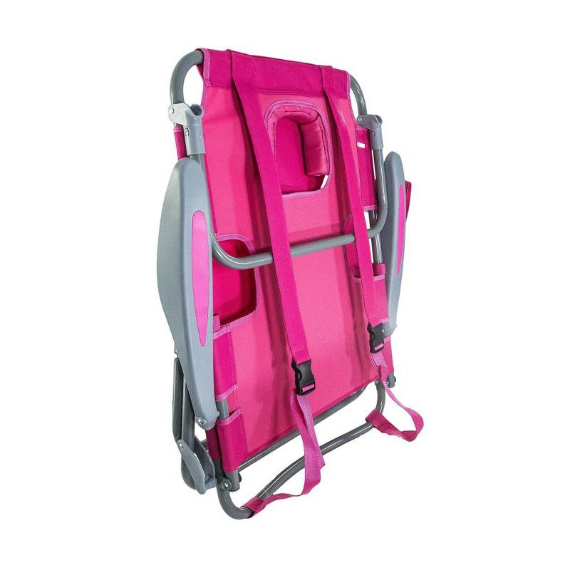 Ostrich On-Your-Back Outdoor Lounge 5 Position Reclining Beach Lake Chair, Pink