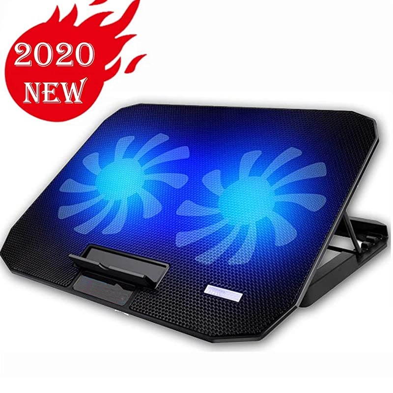 10156 Office Laptop Cooling Pad Big 2Fans Super Quiet Double Sides Builtin USB Line Back Feet Stand