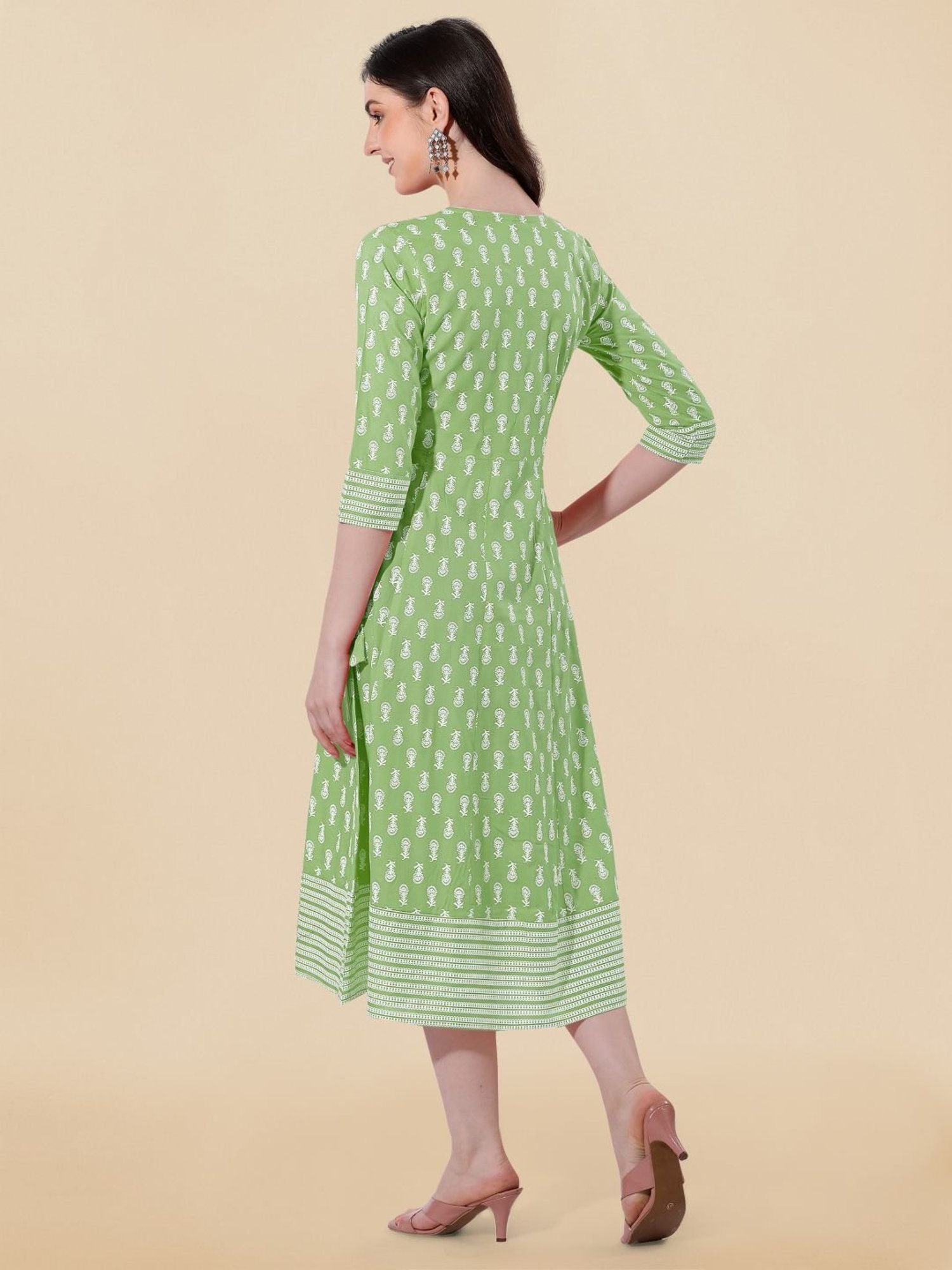 MIRCHI FASHION Green Embroidered A-Line Dress