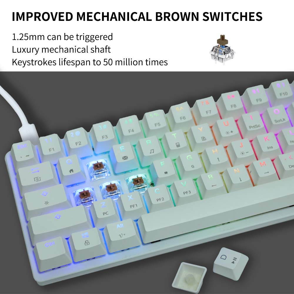 STOGA 60% Mechanical Gaming Keyboard, RGB Small Compact 61-Key USB-C Wired Brown Switch Mini Gaming/Office Portable Computer Keyboard