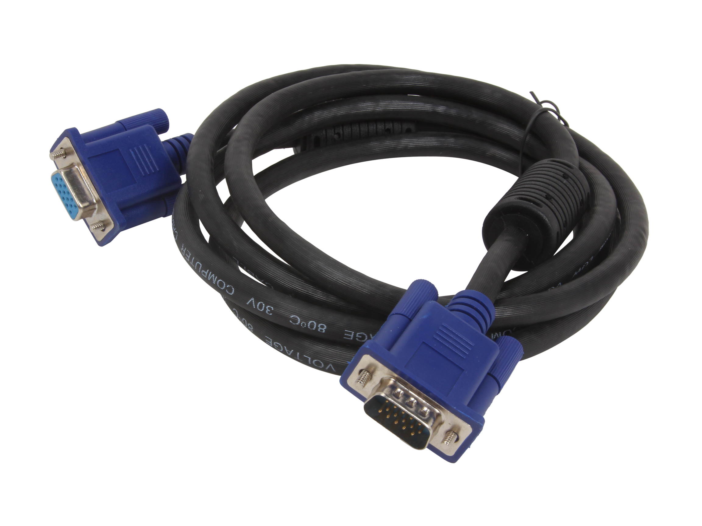 VCOM VC-VGA6F 6 ft. VGA HD15 Male to Female Black Cable with  Blue Connector