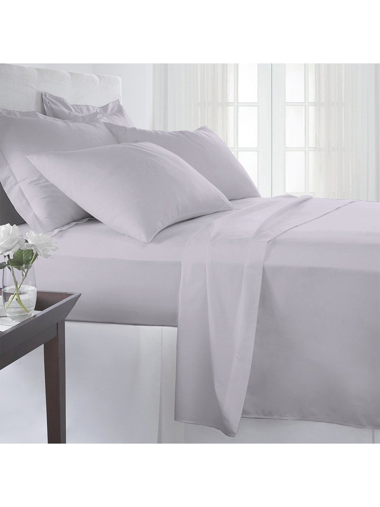 Pizuna Grey 400 TC Cotton Bed Sheet
