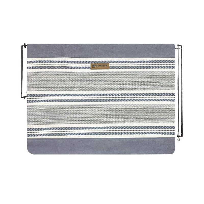 The Stair Barrier Regular Wall to Wall Single Panel Swing Gate with Fabric Slipcover Baby and Pet Safety Gate, 27 to 42.5 Inch, Farmhouse Lines Gray