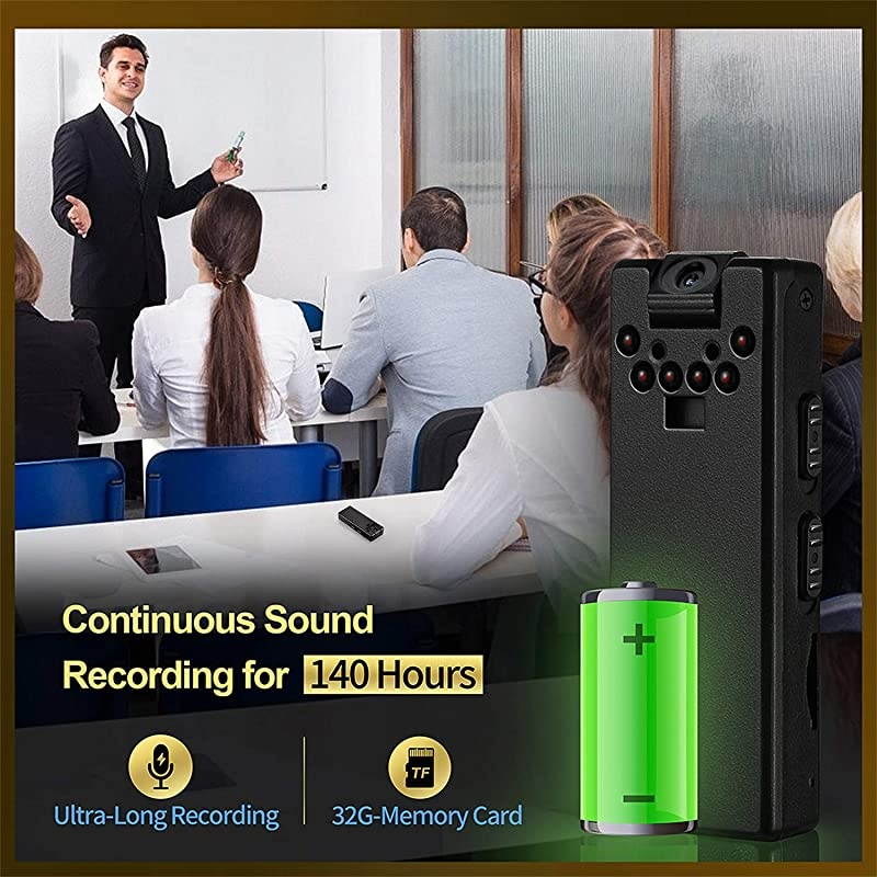 Hidden Camera No WiFi Needed HD 1080p Mini Spy Camera Video Recorder Portable Voice Recorder for Office-Lectures-Meetings- Classroom (32GB Card)