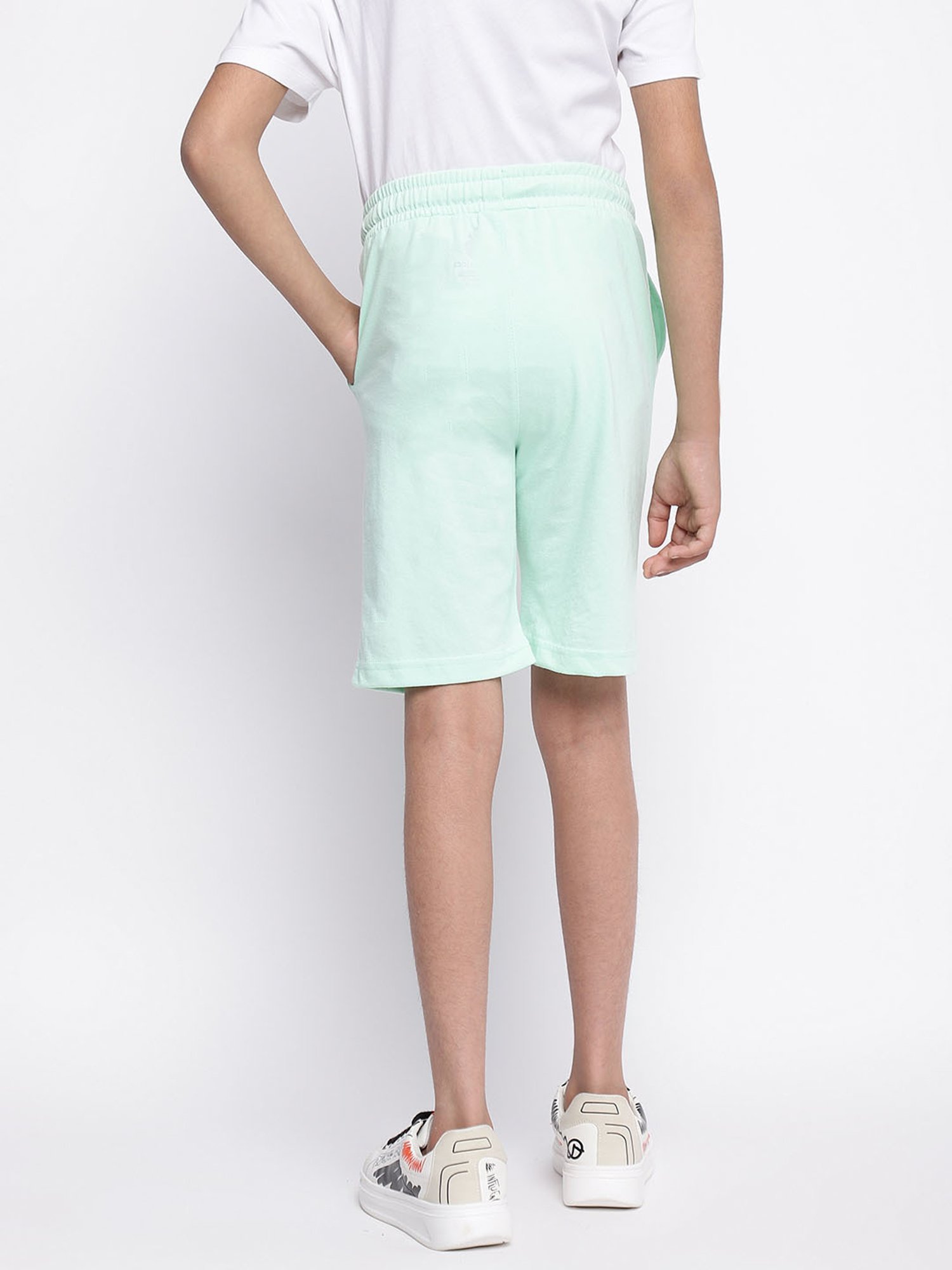 Lil Tomatoes Kids Green & Grey Solid Bermudas (Pack Of 2)