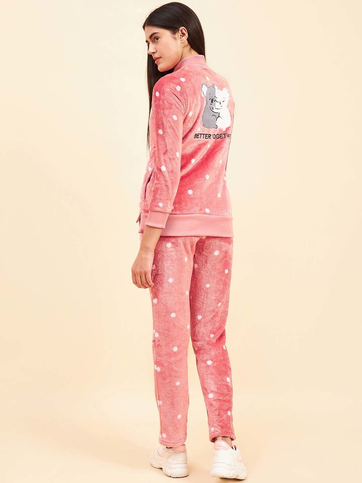 Sweet Dreams Pink Printed Sports Jacket Pants Set