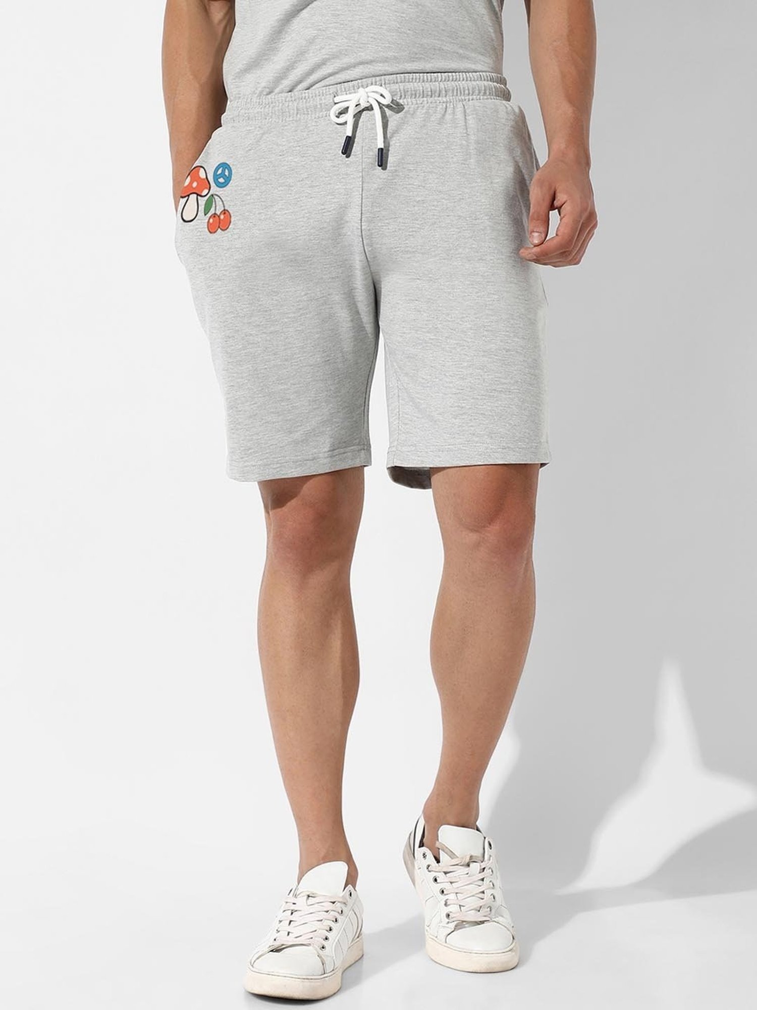 Campus Sutra Grey Regular Fit Oversized Grey Mushroom Printed Co-Ord Set