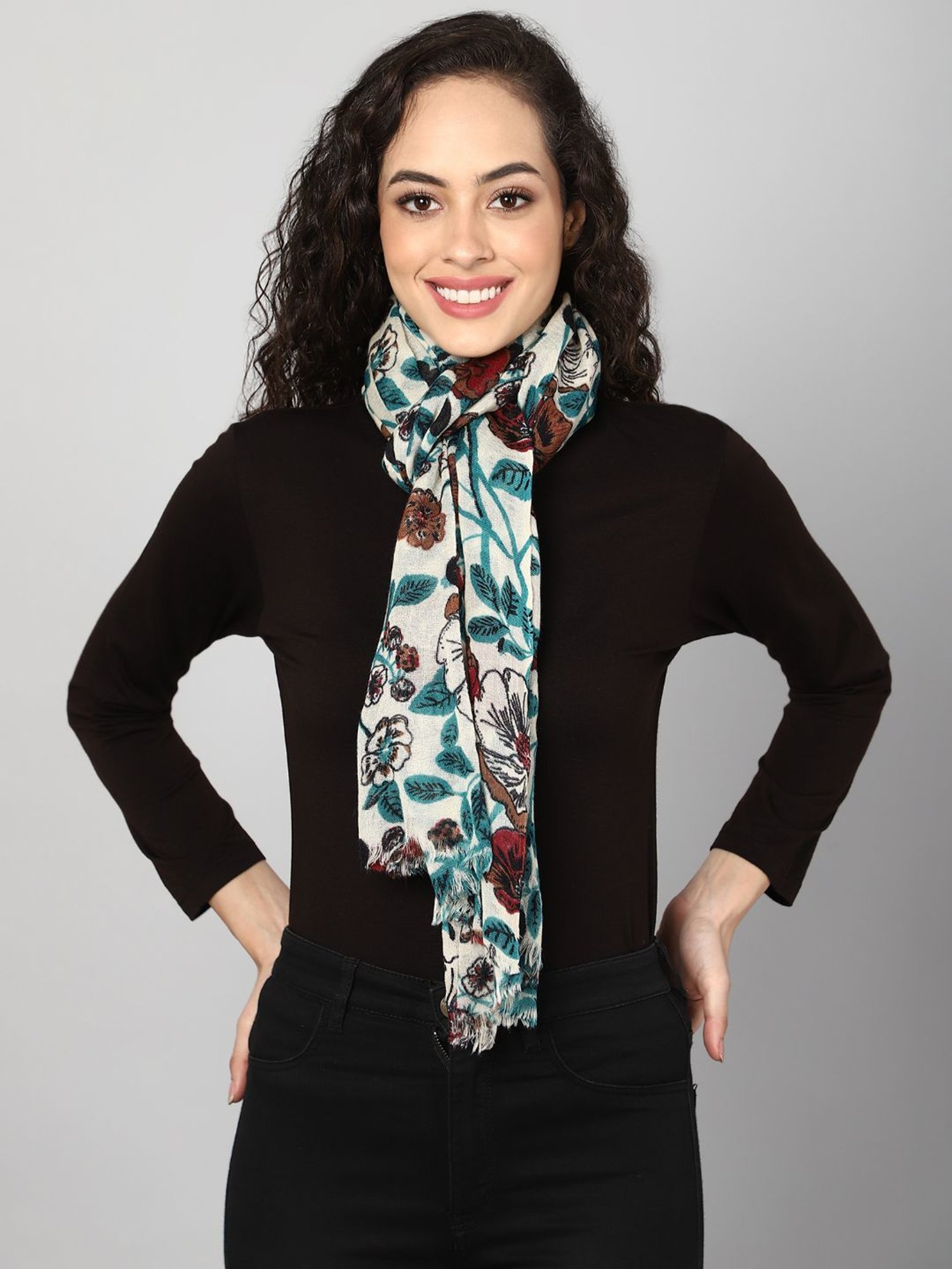 Aditi Wasan White Floral Stole