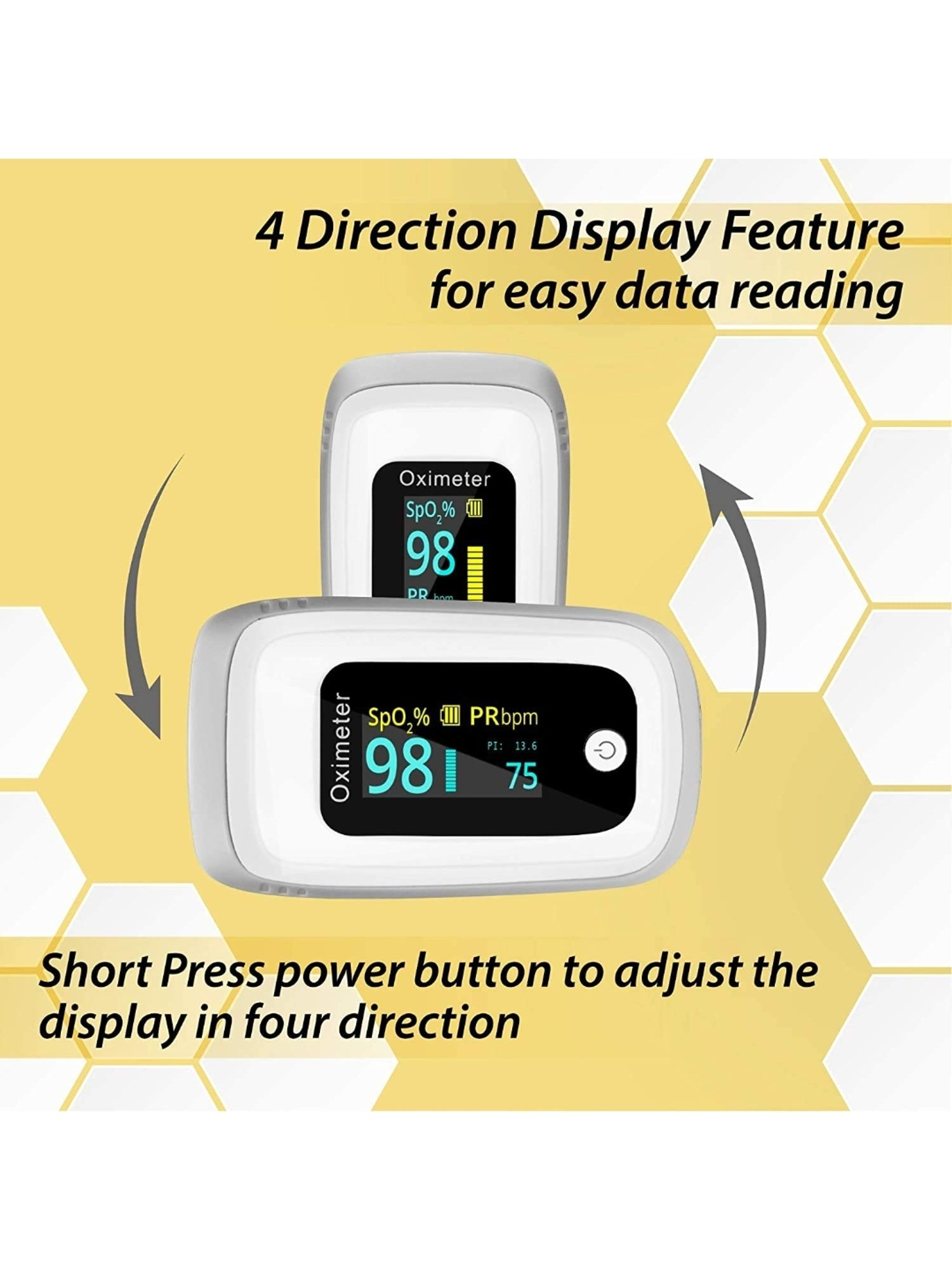 Mievida Finger Tip Pulse Oximeter with OLED Display, Hi or Low Spo2, Pulse Rate Indicator