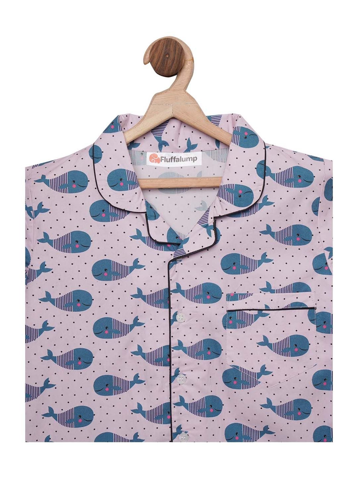 Fluffalump Boys Multicolor Cotton Printed Nightwear Top & Pants Set