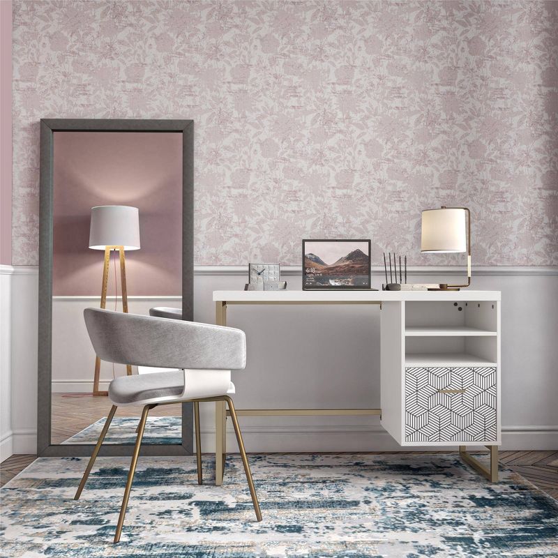 Scarlett Single Pedestal Desk White - CosmoLiving by Cosmopolitan