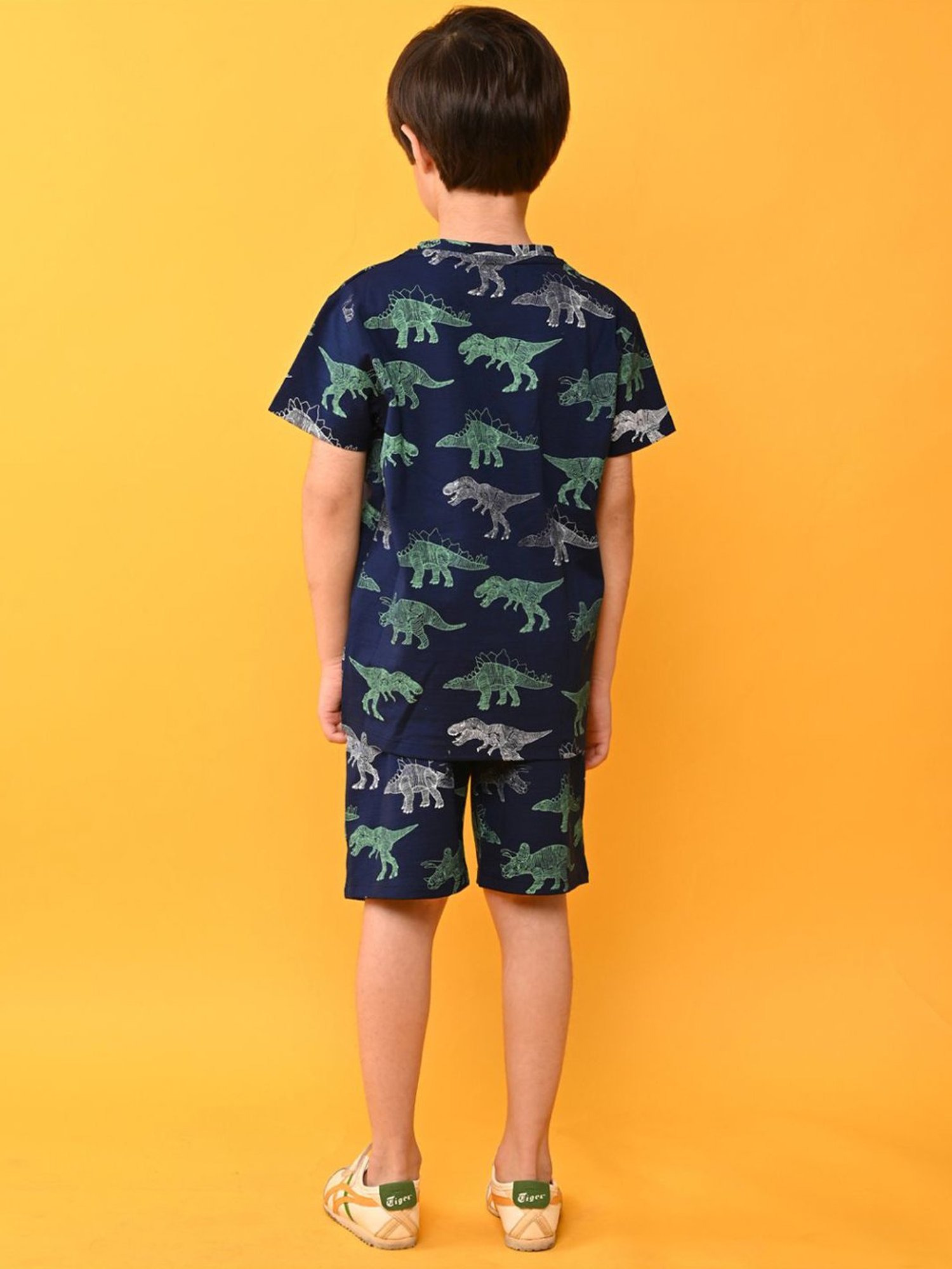 Anthrilo Kids Navy Cotton Printed T-Shirt & Short