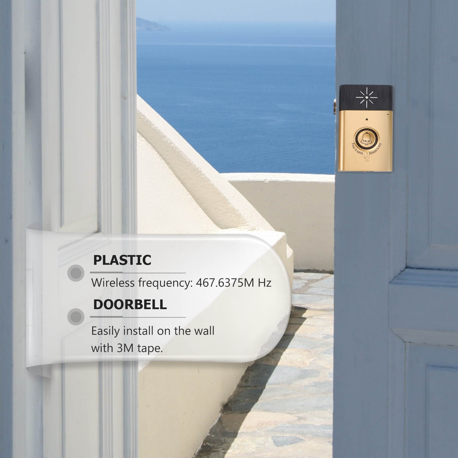 2.4G Wireless Intercom Doorbell Wireless Voice Two-Way Portable Walkie-talkie Doorbell (Gold)