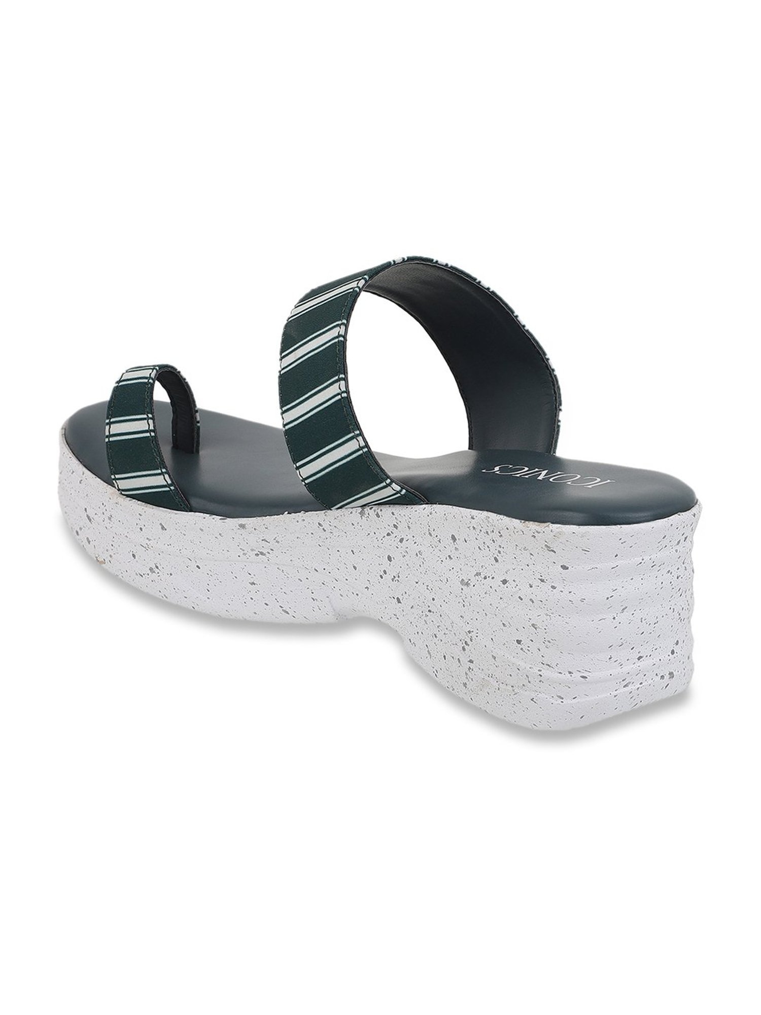 Iconics Women's Green Toe Ring Wedges