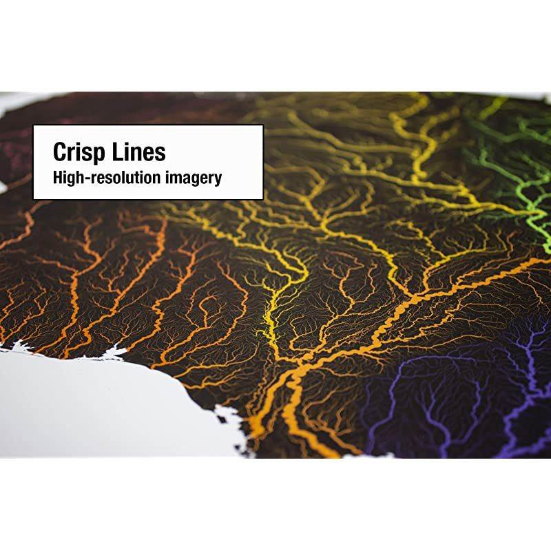 US Hydrological Map | Map of United States Rivers amp Basins | 36 x 24 on Premium Paper | Incredible River Detail Beautiful Color Palette | Great Gift for Anyone Who Loves The Water | Ships Rolled