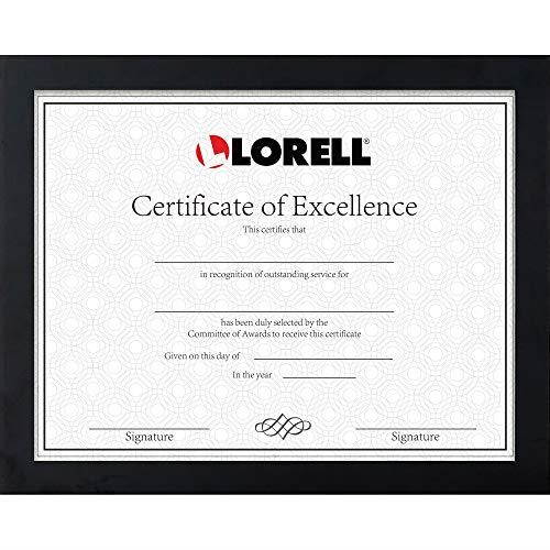 Lorell Certificate Frame - 8.50" x 11" Frame Size - Rectangle - Wall Mountable, Desktop - Horizontal, Vertical - 1 Each - Black