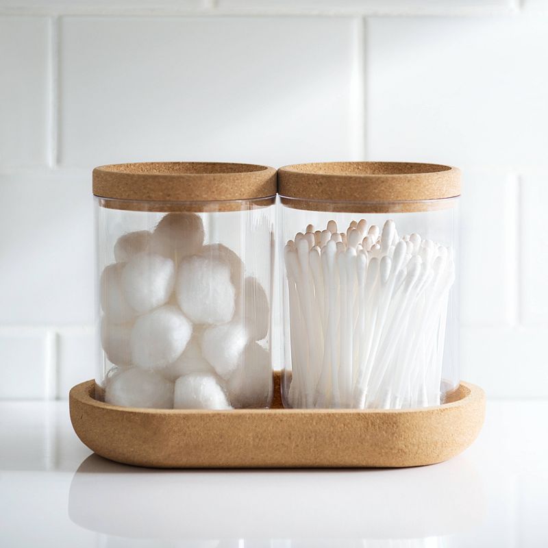 Canister with Cork Bathroom Tray Clear - Allure Home Creations
