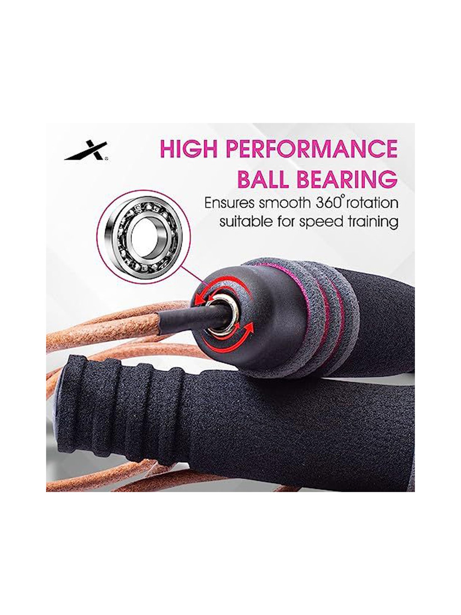 Vector X JF-1610 Leather Skipping Rope (Black) Size - 270cm