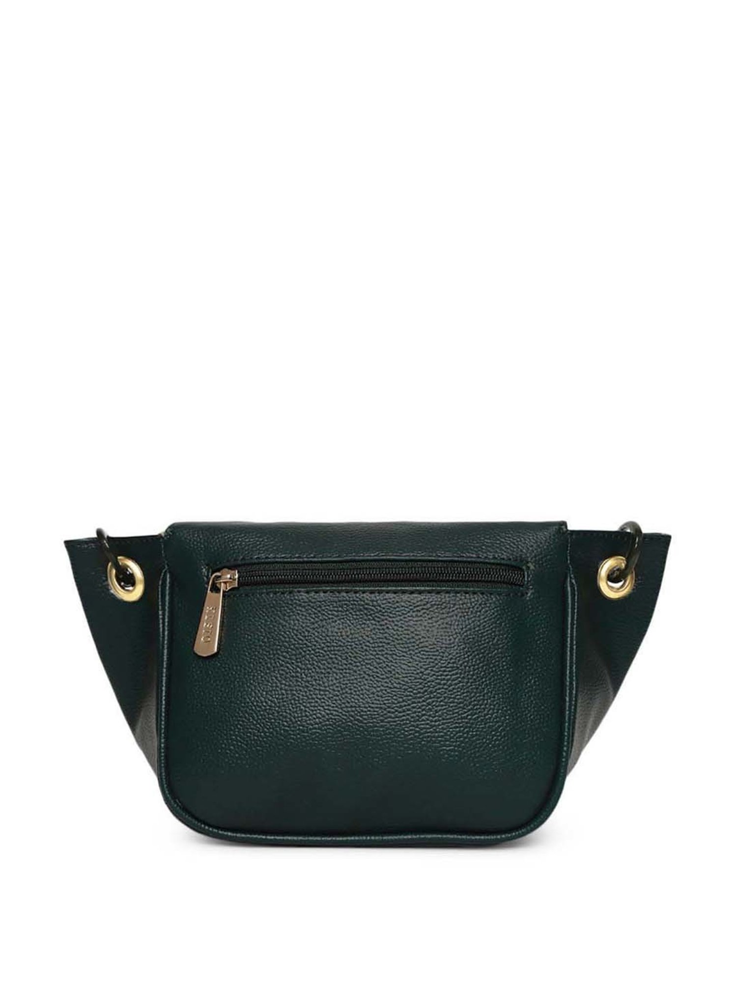 KLEIO Dark Green Solid Medium Shoulder Handbag