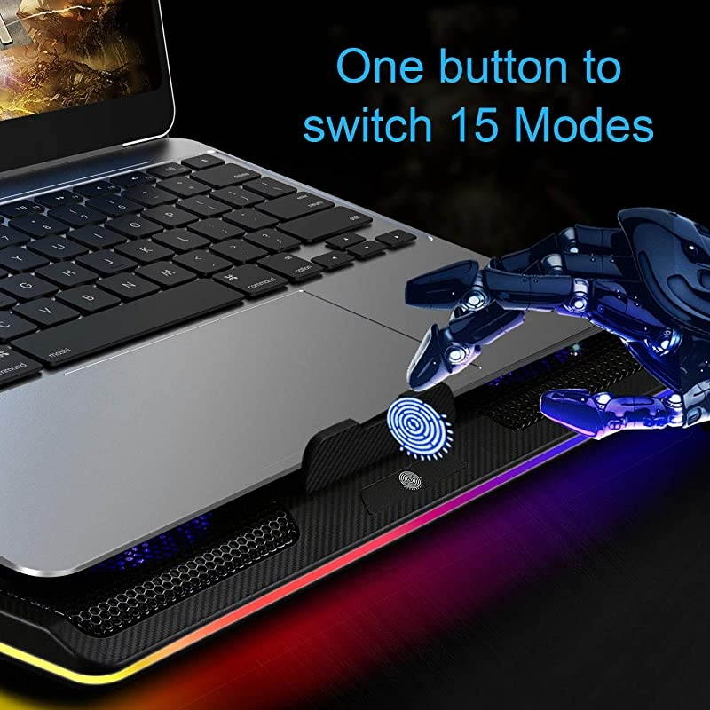 RGB Laptop Cooling Pad Cooler for 15617 Inch Laptop with 5 Quiet Fans and Touch Control 2 USB Port