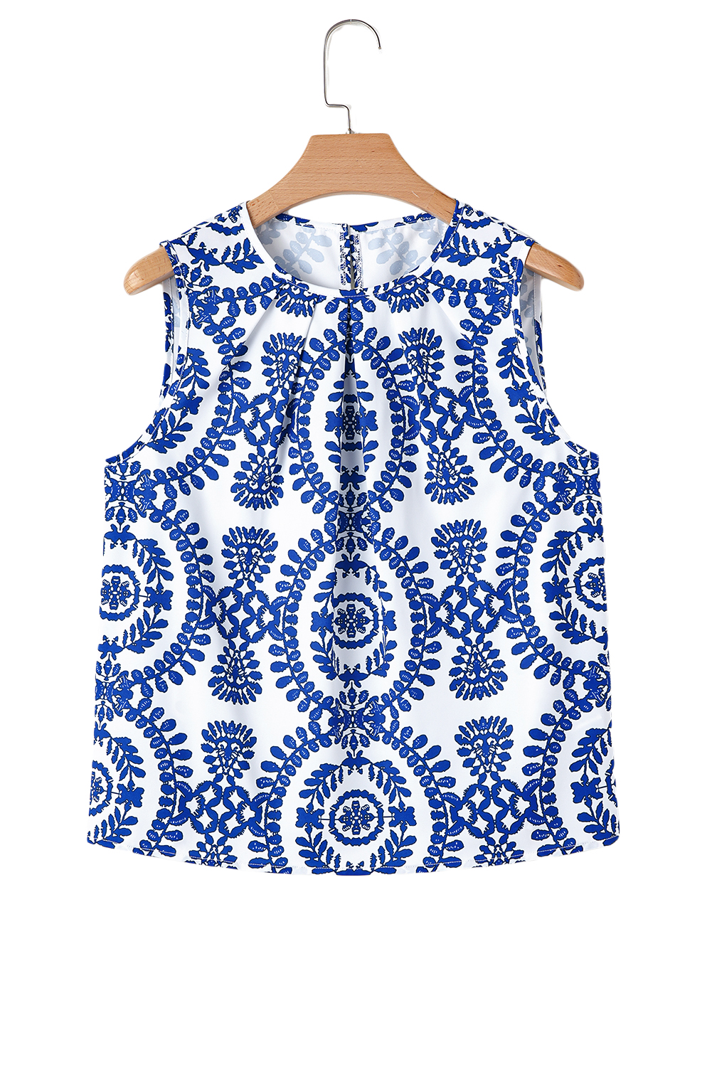 White Spotted Print Tie Neck Color Block Halter Sleeveless Shirt