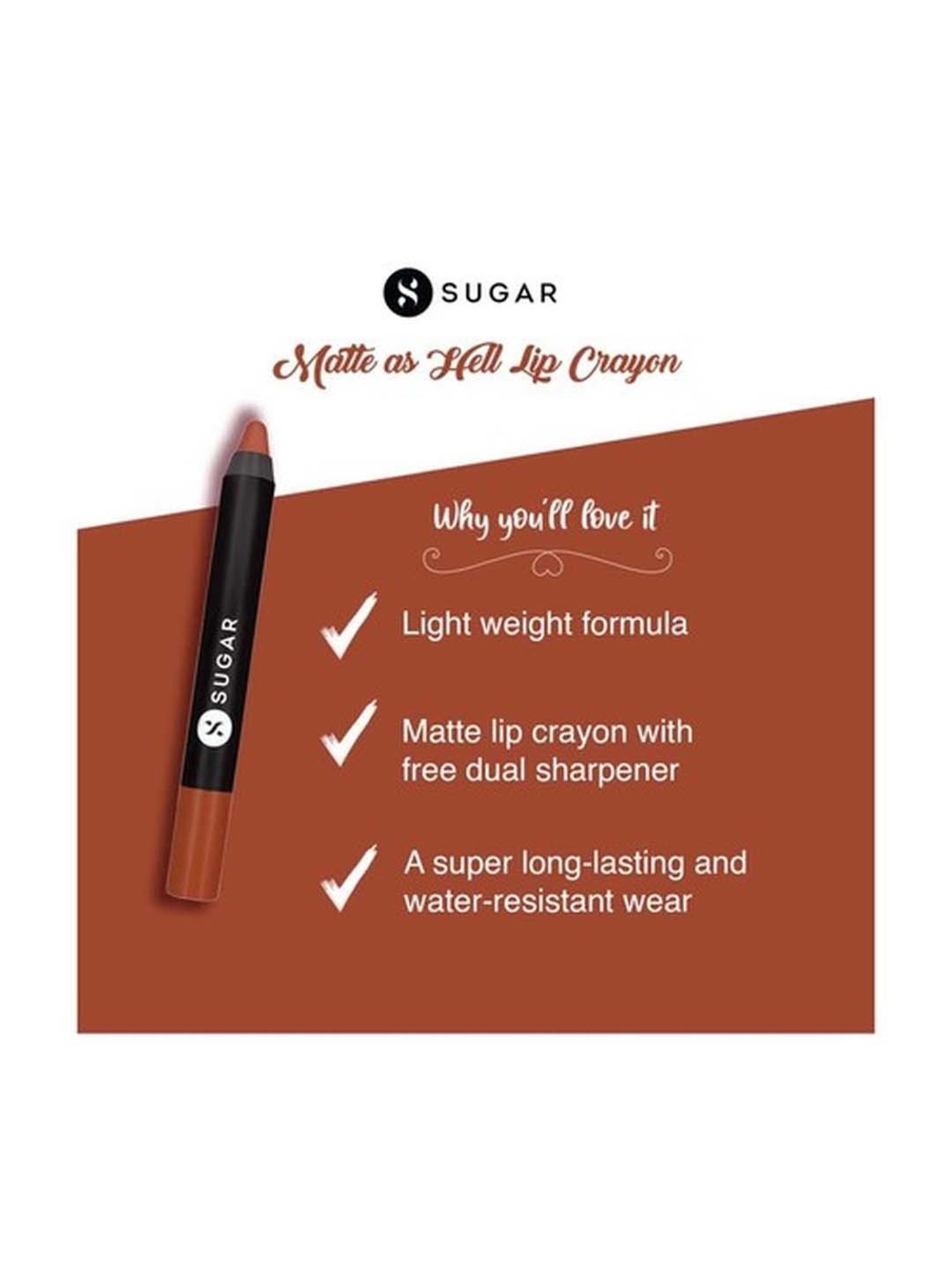 Sugar Cosmetics Matte As Hell Crayon Lipstick 16 Claire Underwood - 2.8 gm