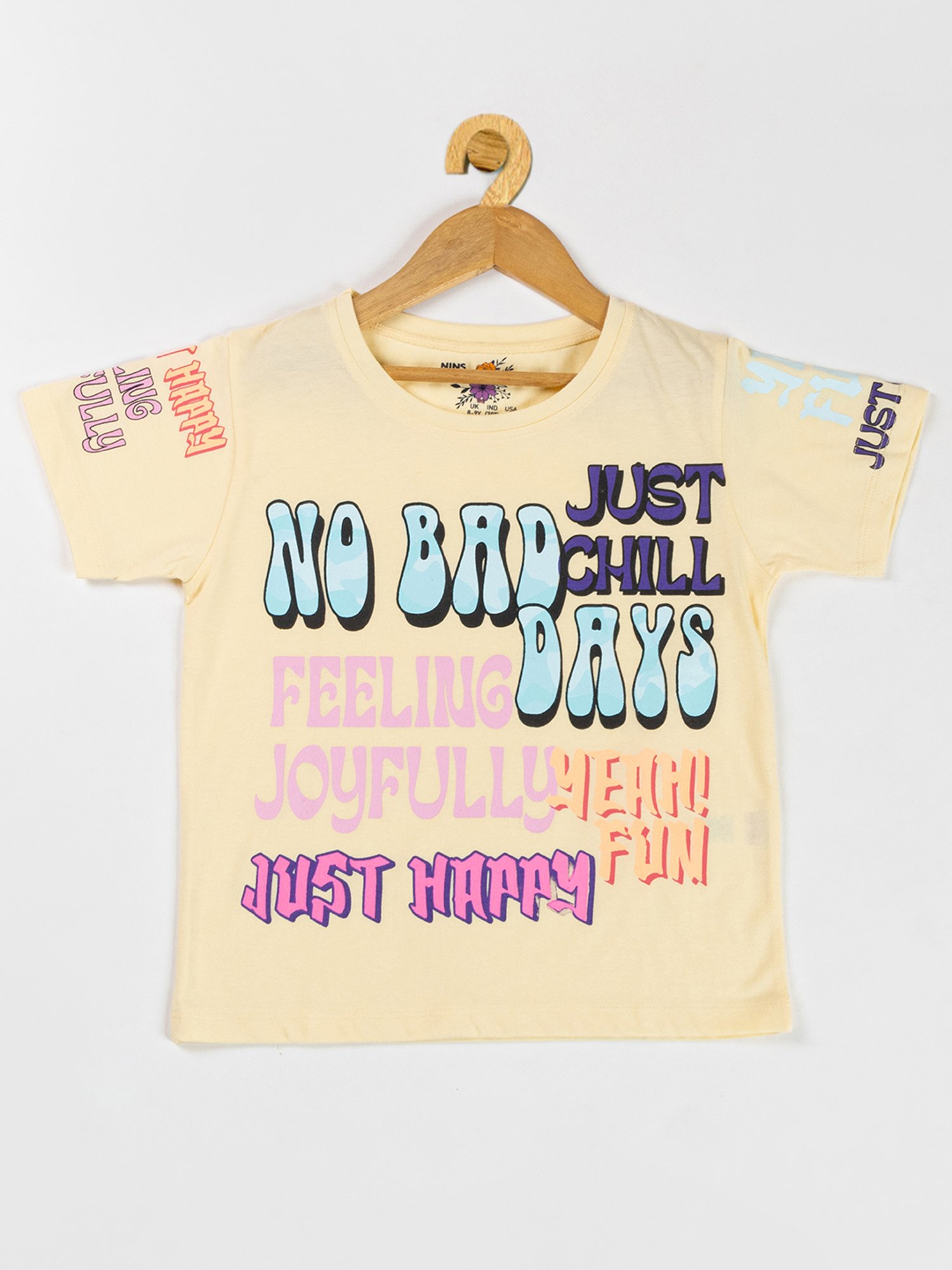 NINS MODA Kids Light Beige Graphic Print Top