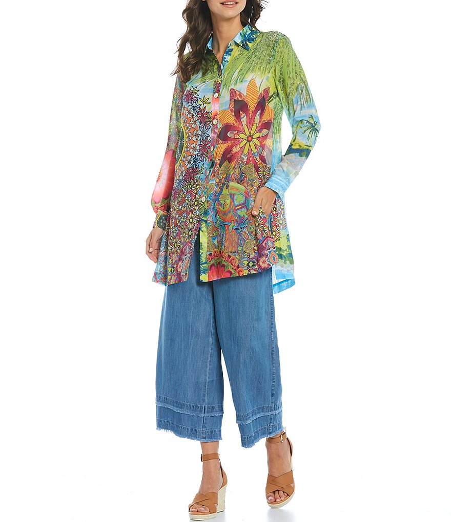 John Mark Cinch Tie Waist Wide Leg Crop Pants