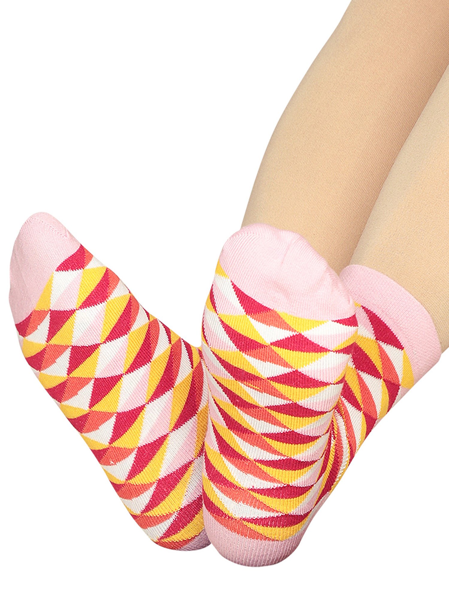 Bodycare Pink & Yellow Printed Socks (Pack Of 2)