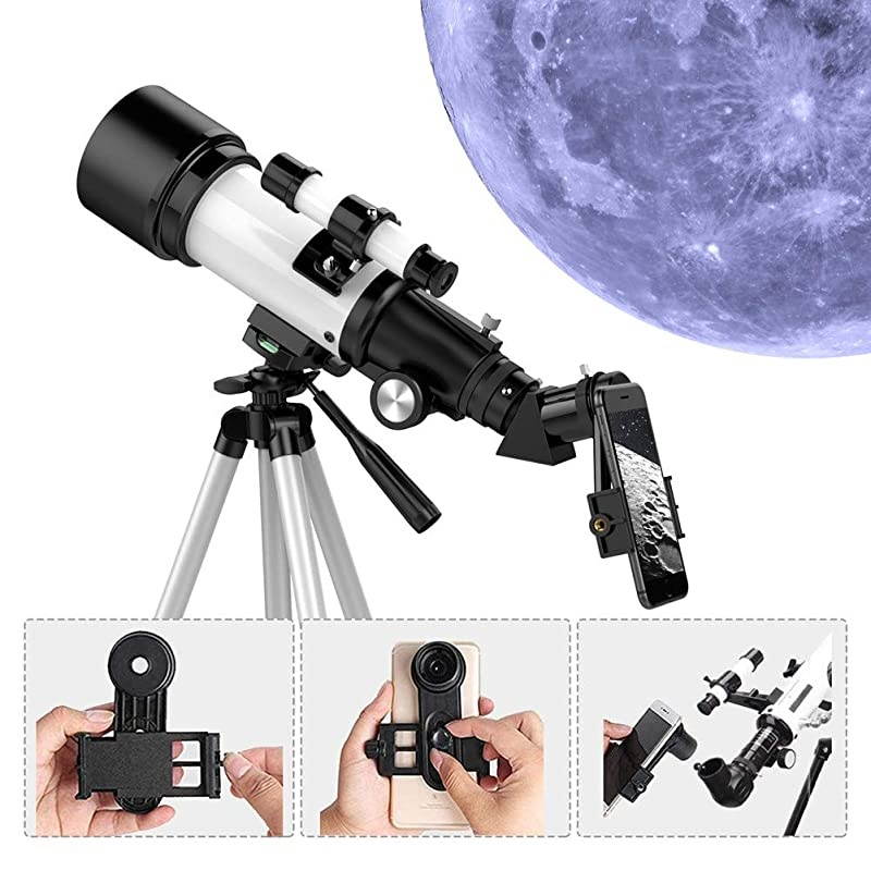 Telescope, Telescopes for Adults, 70mm Aperture 400mm AZ Mount, Telescope for Kids Beginners, Fully Multi-Coated Optics, Astronomy Refractor Telescope with Tripod, Phone Adapter, Backpack
