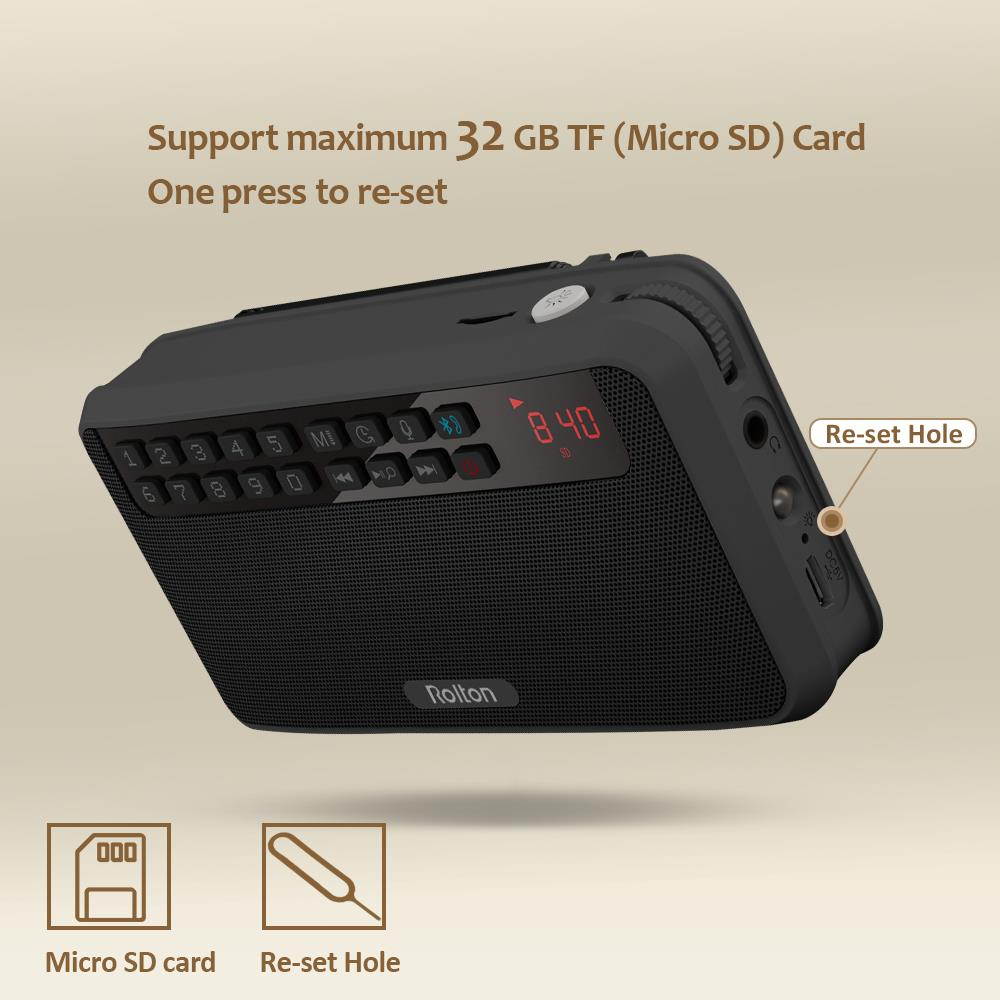 Portable Stereo Bluetooth Speakers FM Radio Bass Dual Speaker TF Card USB Music Player (Black)