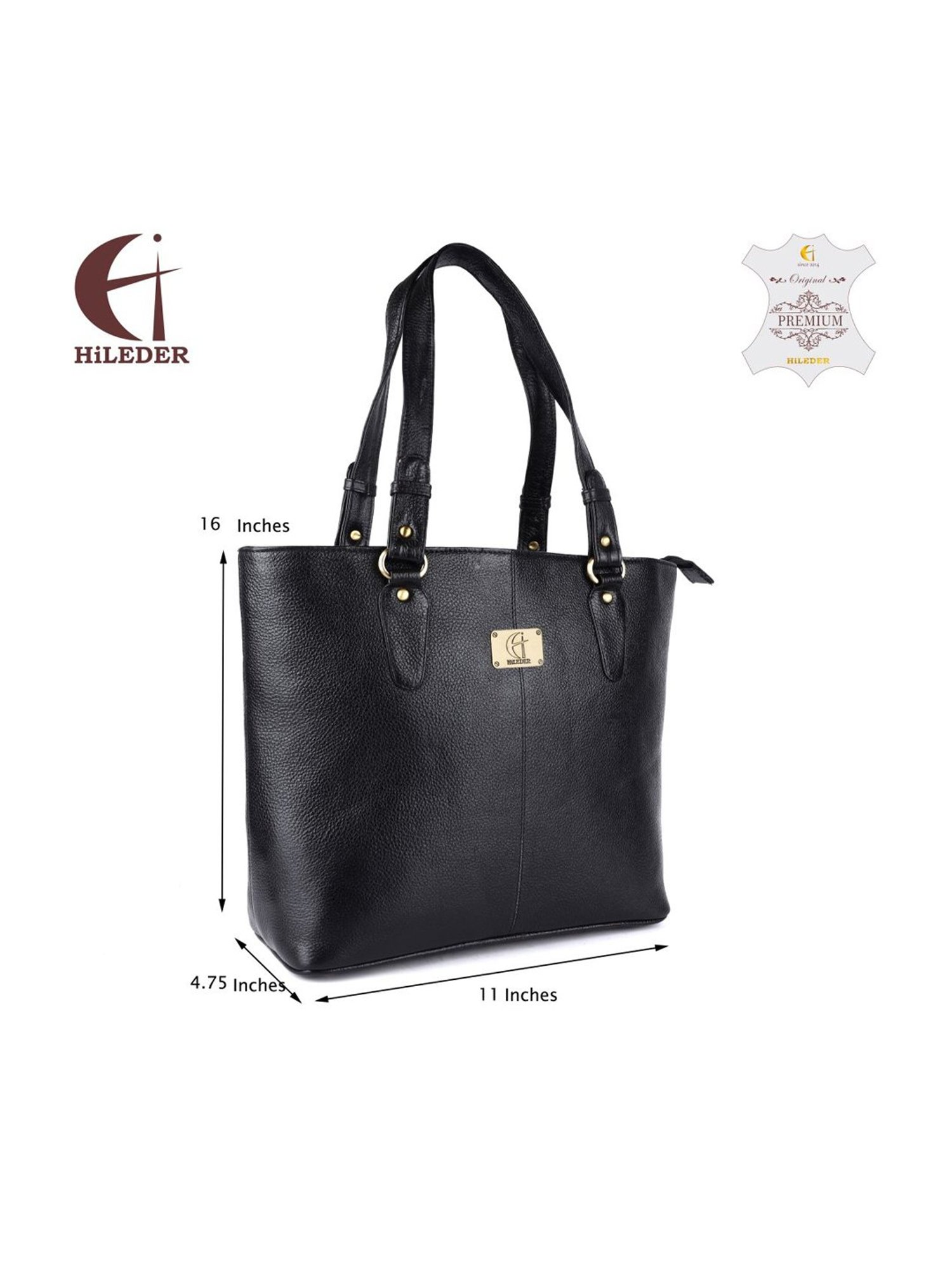 HiLEDER Black Solid Large Tote Handbag