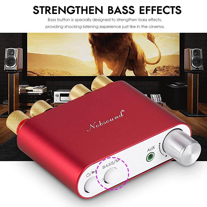 NS10G Mini Bluetooth 50 Digital Amplifier 100W HiFi Amp with Power Supply Red